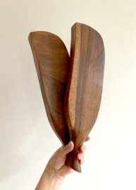 Set teak(?) houten vintage schalen. Handgemaakte retro snackschaal, 2 stuks