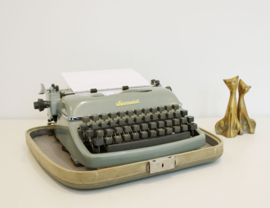 Mintgroene vintage typmachine in koffer. Retro schrijfmachine - Supermetall
