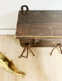 Antieke kapstok met waterspuwer haken, Frans? Vintage wandkapstok