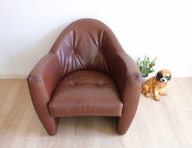 Heerlijke bruin lederen vintage fauteuil. Retro design stoel, Carabas -Leolux?