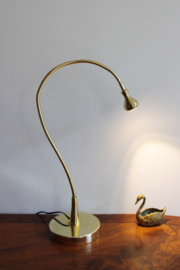 Goudkleurige bureaulamp, Ikea - JANSJÖ. Retro leeslamp met flexibele zwanenhals
