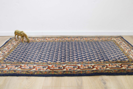 Handgemaakt blauw Oosters kleed - Mir. Wollen vintage tapijt