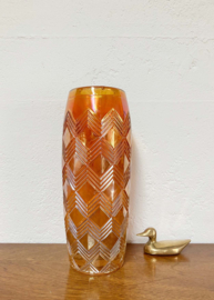 Glanzende Art Deco stijl vaas. Glazen vintage vaasje