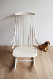 Witte vintage schommelstoel, Lena Larsson voor Nesto? Scandinavisch rocking chair.