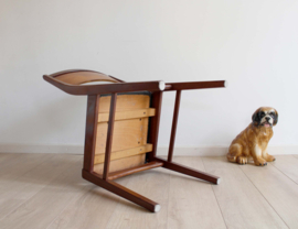 Houten vintage stoel met skai leer. Mid Century design eetkamerstoel, Pastoe?