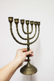 Joodse vintage kandelaar. 7 armige Menora kaarsenhouder