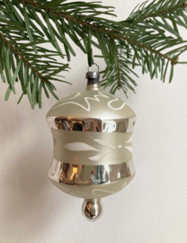 Glazen vintage kerstbal - Tol. Antiek zilveren kerstornament