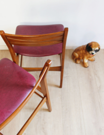 Set houten vintage stoelen. Mid Century retro eetkamerstoelen