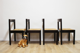 Set houten vintage stoelen. 4 Japandi / Wabi Sabi stijl stoelen, Martin Visser?