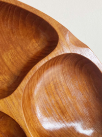 Super grote vintage snackschaal. Teak houten ronde retro schaal