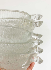 Set van 6 glazen vintage appel schaaltjes. Retro kommetjes