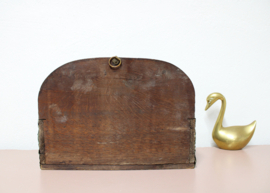 Antiek koperen bakje met Hollands tafereel. Handgemaakt vintage kaarsendoos met deksel