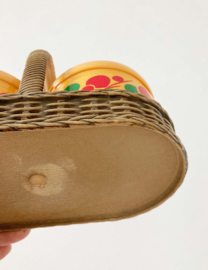 Set vintage confituren potjes in mand - Emsa. Retro fruit bakje met deksel