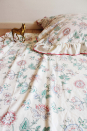Vintage bloemetjes dekbedovertek met kussensloop. Retro beddengoed / dekbedhoes