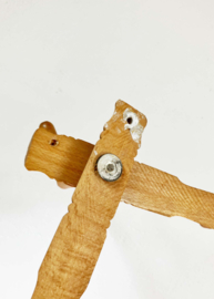 Houten vintage harmonica kapstok. Retro kapstokje / wandrek - Faux Bamboo