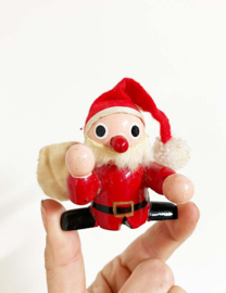 Houten vintage kerstmannetje met zak. Retro kerstdecoratie, Kurt Adler?