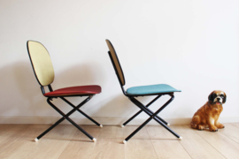 Set opvouwbare vintage lounge stoelen. Retro klapstoelen.