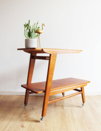 Houten vintage trolley - Aldenkamp. Retro design bijzettafel /side table/ TV-cart