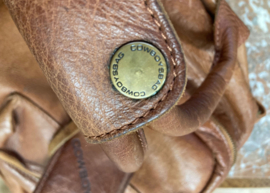 Originele leren Cowboysbag. Bruin lederen tas / schooltas / duffelbag