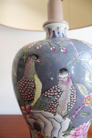 XXL lamp met vogels -Chinees. Keramieken vintage tafellamp