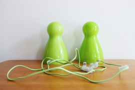 Set groene retro lampen in pion vorm. Handgemaakte design tafellamp,Sompex