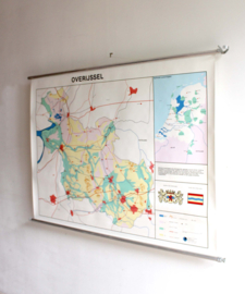 Vintage schoolplaat - Overijsel / Nederland. Retro Geografie landkaart