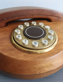 Houten vintage P.T.T. Telefoon - Monaco Mahonie. Retro design huistelefoon