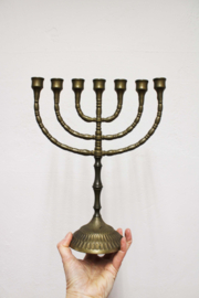 Joodse vintage kandelaar. 7 armige Menora kaarsenhouder