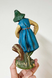 Vintage beeldje van een herder met lam. Antieke (?) herdersjongen