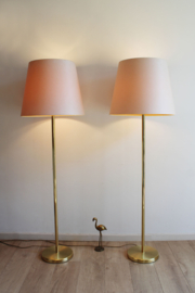 Set messing schemerlampen van Dijkstra. Twee vintage vloerlampen