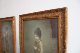 Set vintagen prenten van Hermann von Kaulbach. Twee 'schilderijen' in lijst