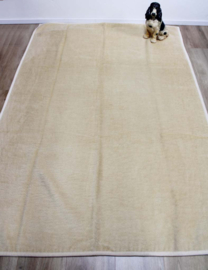 Bruin / beige retro Didas deken van dralon. Vegan sprei/ vintage plaid