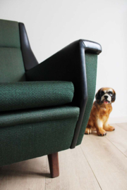 Groene vintage fauteuil. Retro design Mid Century stoel, evt 2