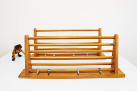 Set vintage pannenrekken, Piet Zwart voor Bruynzeel. Houten retro keuken / wandrek