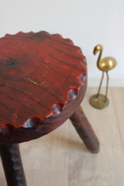 Spaanse houten kruk. Vintage krukje / Brutalist plantentafel
