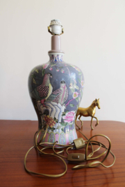 XXL lamp met vogels -Chinees. Keramieken vintage tafellamp