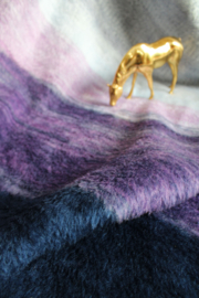Tweepersoons vintage deken van Didas. Retro vegan sprei van dralon, blauw / paars