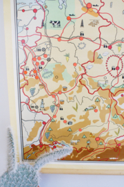 Retro schoolplaat van Duitsland en Polen. Toffe vintage landkaart / pull down chart