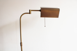 Brons / koper kleurige leeslamp. Vintage vloerlamp met kettinkje.