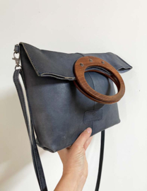 Blauw lederen Micmacbags tas - Lumberjill - Shopper. Leren handtas