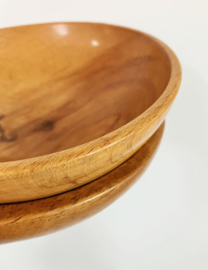 Set houten vintage schaaltjes. Boho retro snackschaal, 2 stuks