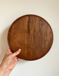 6 houten vintage fondueborden. Set bruine retro borden