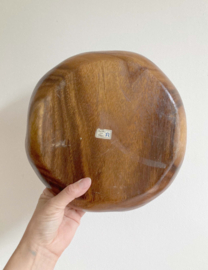 Houten vintage schaal met 2 bakjes. Boho bord met vakken / snackschaal