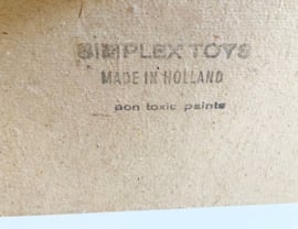 Vintage auto puzzel van Simplex. Houten retro speelgoed.