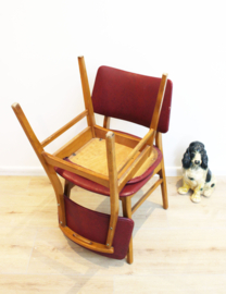 2 houten vintage stoelen. Set Mid Century retro eetkamerstoelen