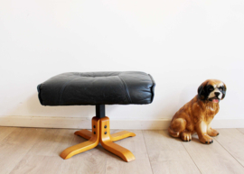 Vintage Ottoman met lederen kussen, Unico? Scandinavisch design voetenbank