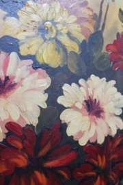 Groot expressief bloemstilleven zonder lijst. Origineel  schilderij op doek