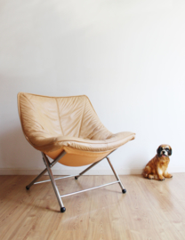 Lederen vintage fauteuil - Teun van Zanten voor Molinari. Retro design stoel