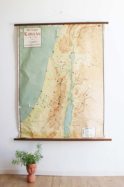 Oude retro  schoolplaat, Het beloofde land  Kanaän. Vintage landkaart/Israel