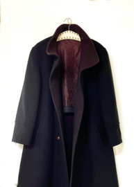 Zwarte wollen vintage mantel - Jobis. Lange winterjas voor dames - 42